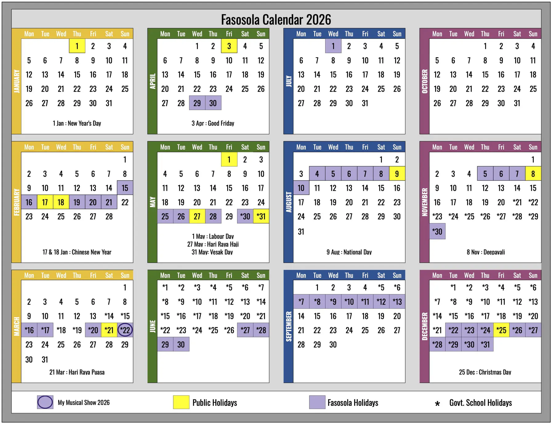 FaSoSoLa Calendar 2026